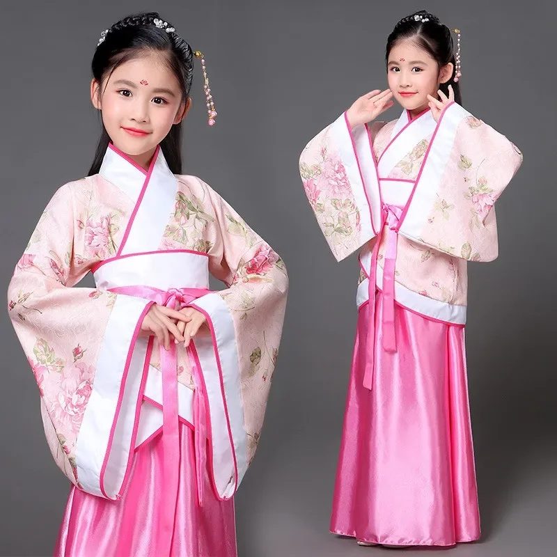 Mulan Dress Up Fasnacht Kostum Hanfu Traditional Chinese Clothing For Girls Kids Tang Dynasty Traditional Floral Princess Dress.