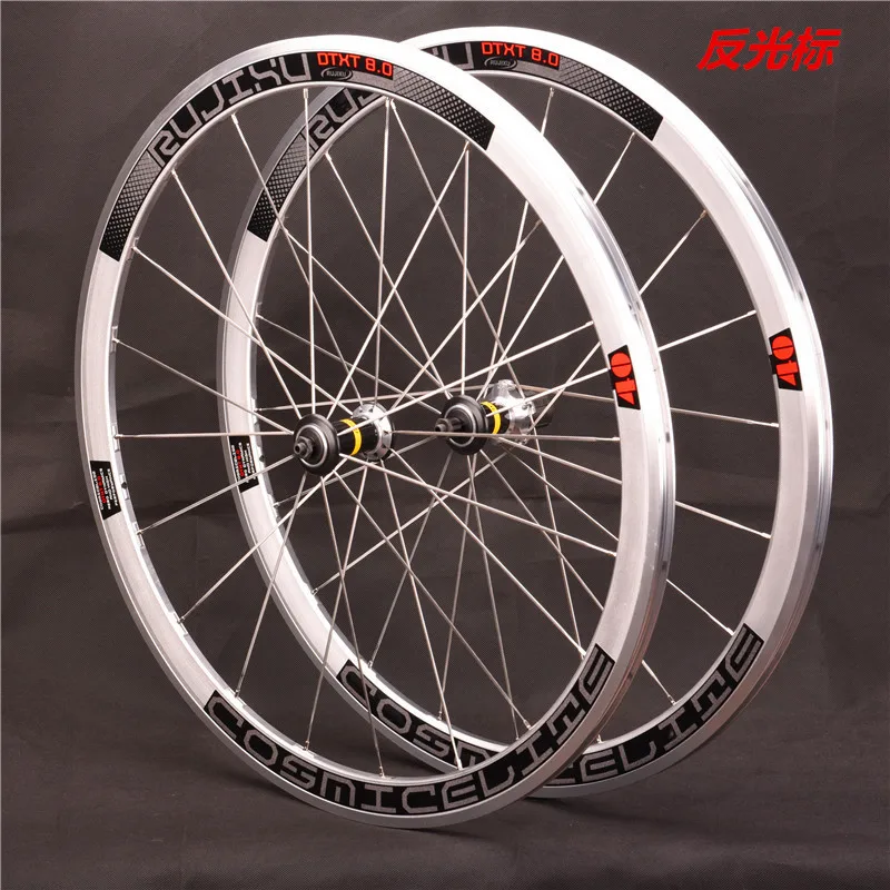 

700C Retro Silver 40mm Straight Pull Flat Spoke V-Brake Road Bike Wheelset