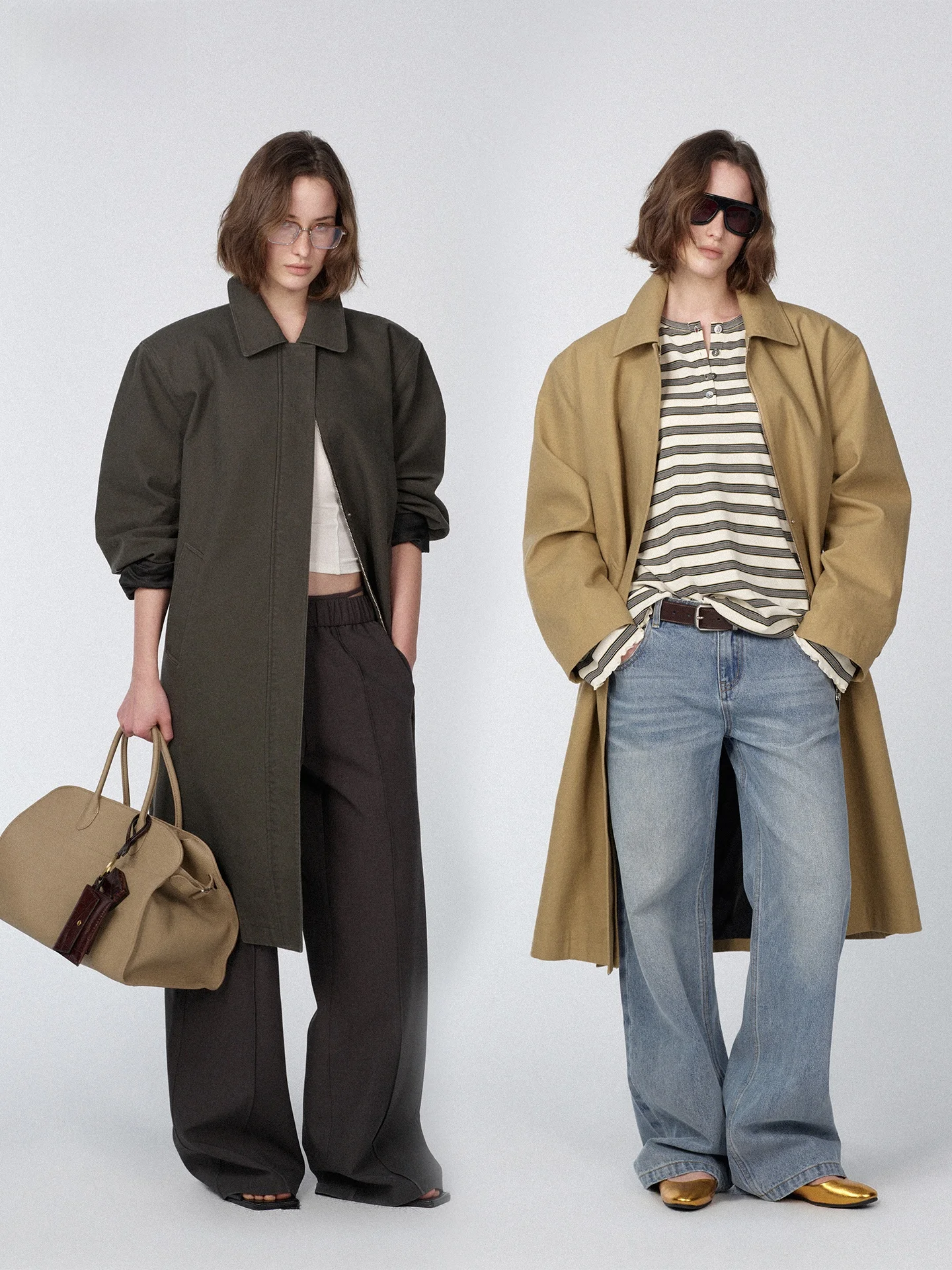 

Женское пальто ACSENSE из хлопкового твида в минималистичном стиле с отложным воротником, свободного кроя, с длинными рукавами, на молнии, средней длины