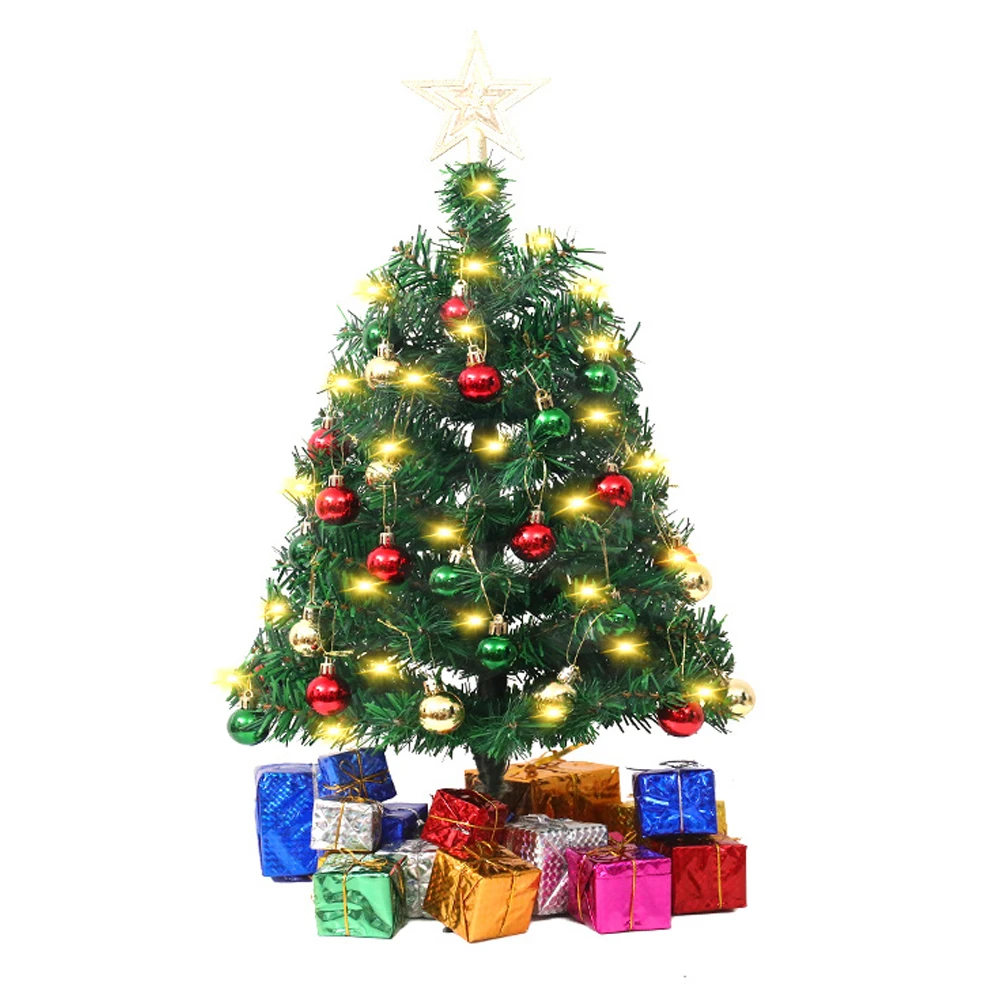 45/60CM LED Christmas Tree Nightlight Pine Needle Tree Mini Xmas Tree Christmas Decoration Desktop Ornament New Year Gift 2024