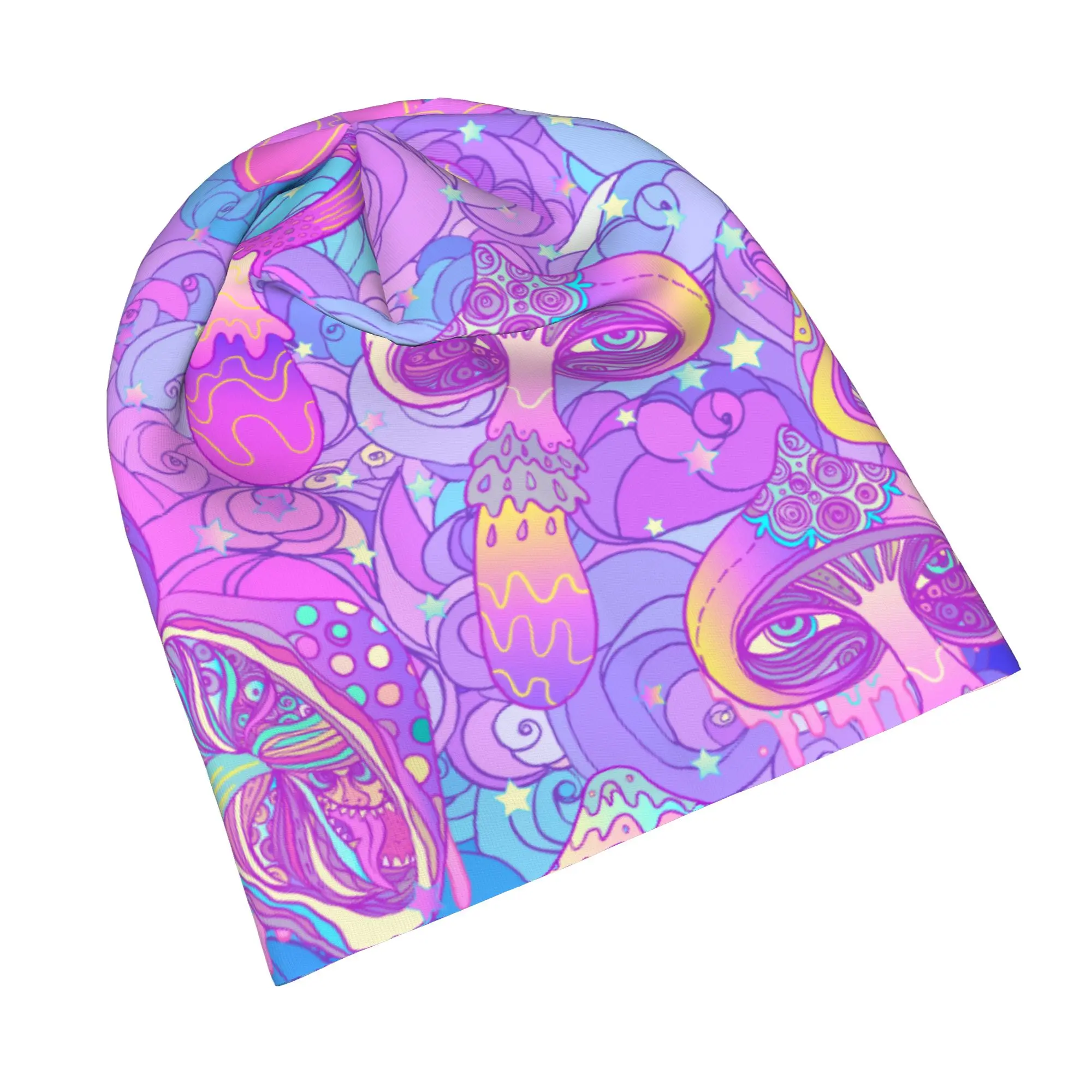 Mushrooms Bonnet Hats Casual Street Psychedelic Magic Hippie Skullies Beanies Hats Men's Women's Warm Thermal Elastic Cap