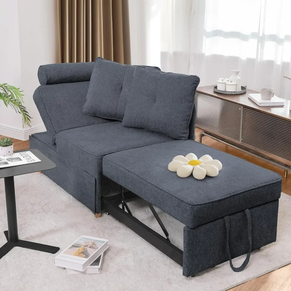 4-in-1 Convertible Couch, Linen Fabric Love seat Couch   Single Recliner for Small Space with 5 Adjustable Angles Backrest