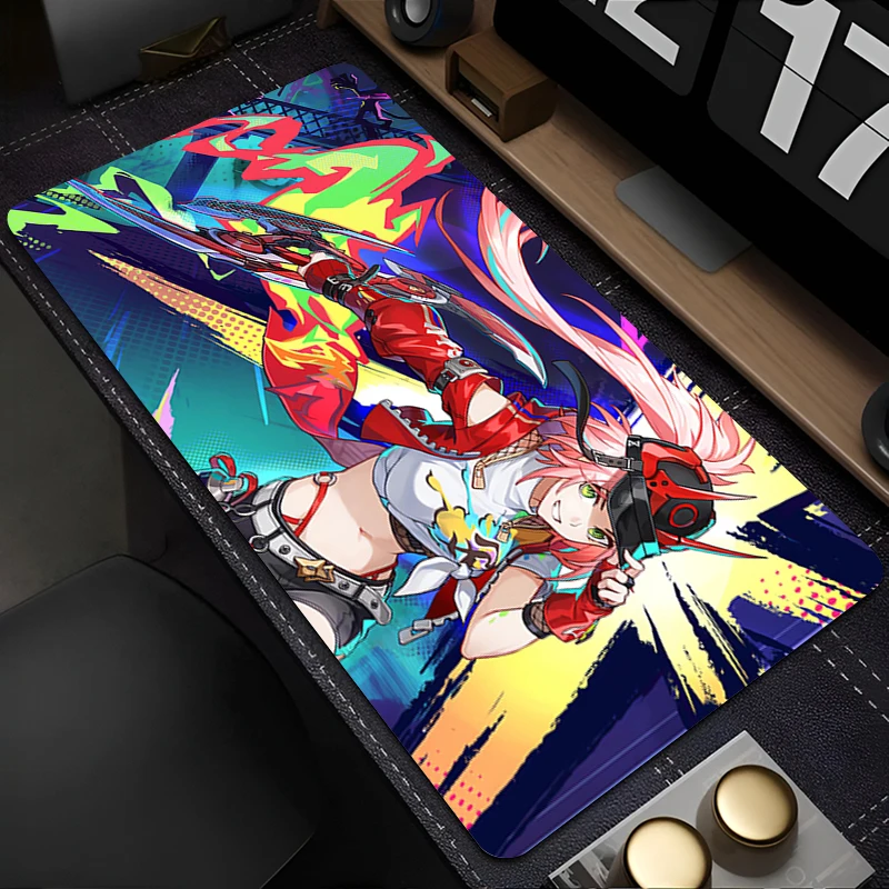 لوحة ماوس أنينية ملحقات الألعاب لوحة مفاتيح مكتبية كبيرة حصيرة مكتبية PC H-honkai Star Rail Rappa وسادة مطاطية ممتدة