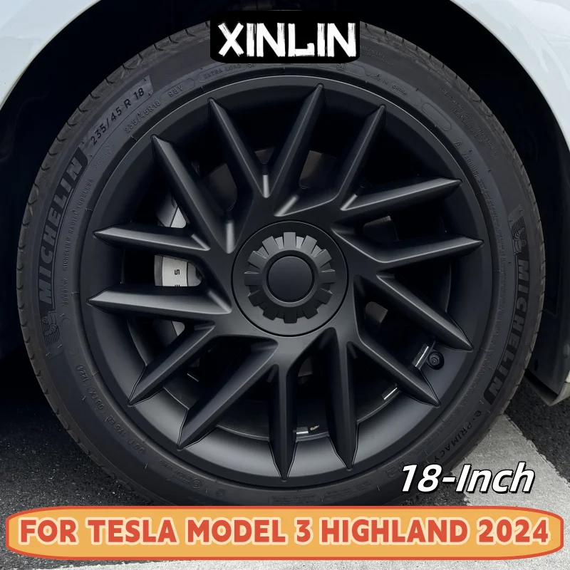 4PCS HubCap 18 Inch Performance Replacement Wheel Cap Automobile Full Rim Cover Accessories for Tesla Model 3 Highland 2023 2024