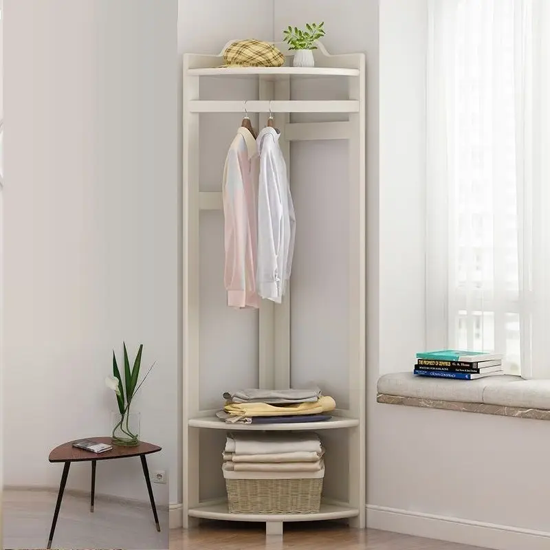 Solid wood corner hangers for bedrooms, coat and hat racks, covering small household shelving areas