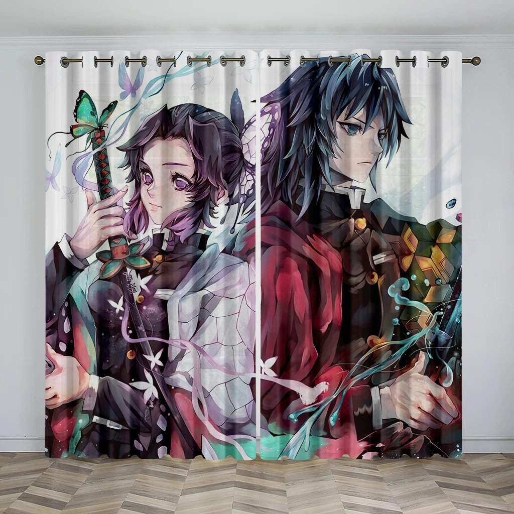 Kids Like Cartoon Anime Pattern Sunshade Curtains 2 Panel Boys Girls Room Bedroom Living Room Window Decorative Curtains