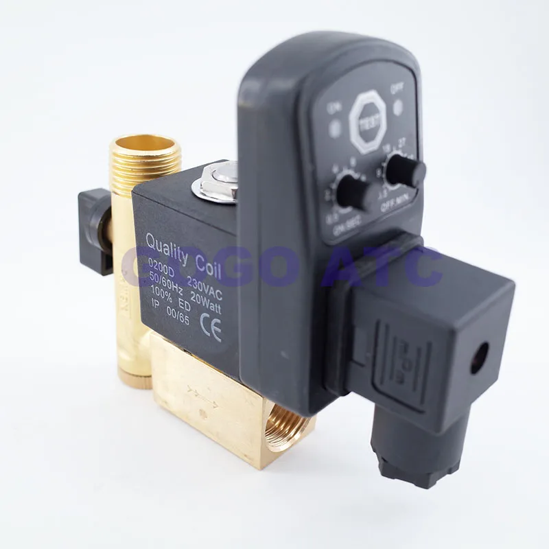 صمام لولبي High Quality 1/2 Electric Drain Timer 12V 24V 220V 16bar Solenoid Valve Water Controller Brass 2 Way Compressor Automatic Valve الهواء المضغوط — تفصيل 3