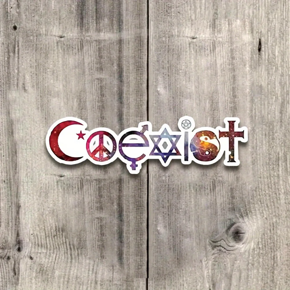 Autocollants Coexistence |   Autocollants « Paix et Unité » mettant en valeur des icônes religieuses et culturelles |   Parfait pour les ordinateurs portables, les bouteilles d'eau