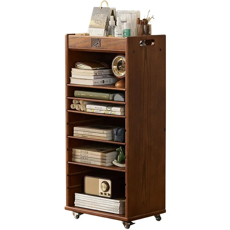 Floor-to-ceiling solid wood bookshelves, multi-functional shelves, multi-layer display lockers