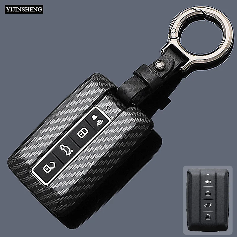 4 أزرار الكربون نمط ABS حافظة مفاتيح السيارة غطاء فوب للجدار العظيم GWM WEY TANK 300 500 400 700 حامل حماية مفتاح بعيد #3