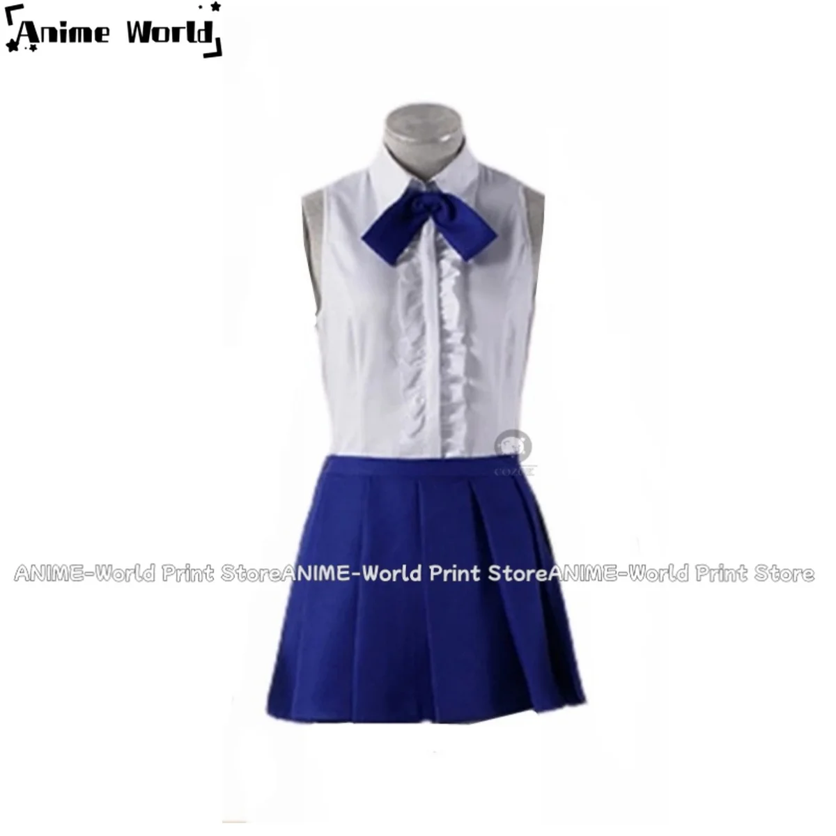 《Custom Size》Cosplay Costumes Erza Scarlet White Shirt And Blue Skirt Cosplay Set Clothing For Women Halloween Party Dress