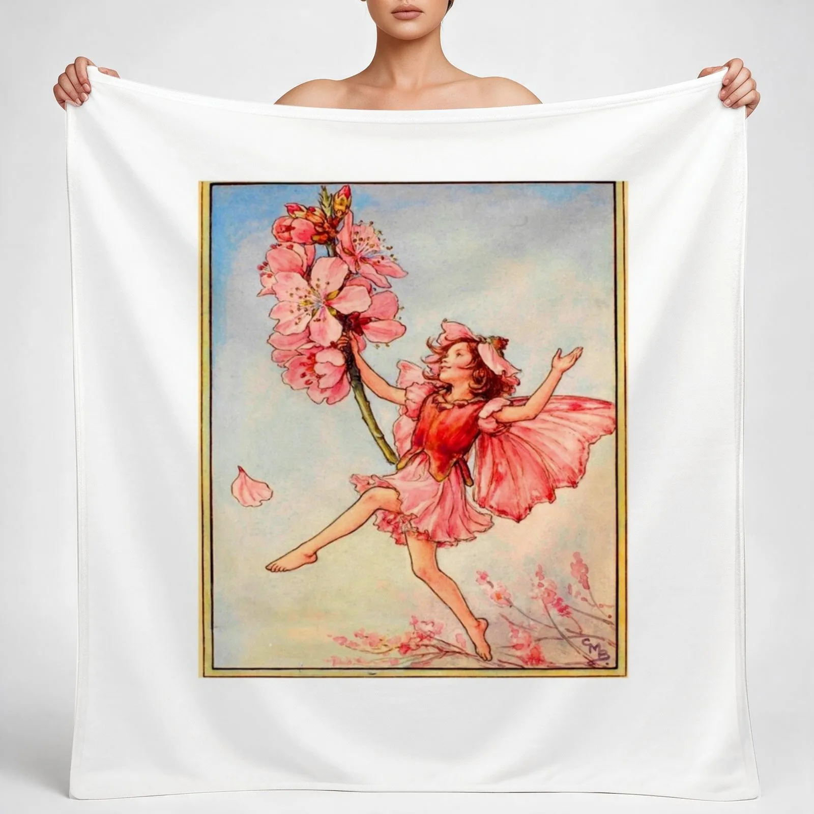 Cicely Mary Barker The Almond Blossom Fairy Throw Blanket couch cozy soft plush fuzzy picnic outdoor blanket