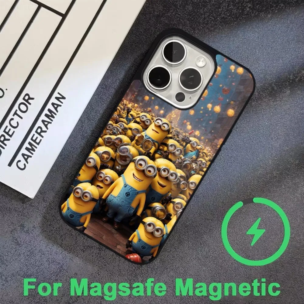 Etui na telefon C-Cartoon Cute M-Minions-s do iPhone'a 16,15,14,13,12,11, Pro, Max, Plus, Mini, Magsafe, magnetyczne etui z bezprzewodowym ładowaniem