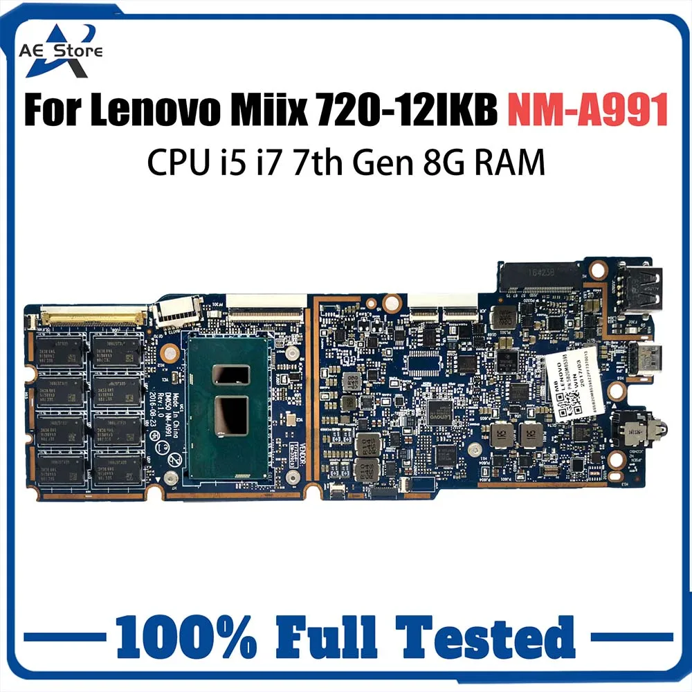 NM-A991 5B20M65428 For Lenovo ideapad Miix 720-12IKB Tablet Laptop Motherboard With i5 i7 7th Gen CPU 8GB RAM