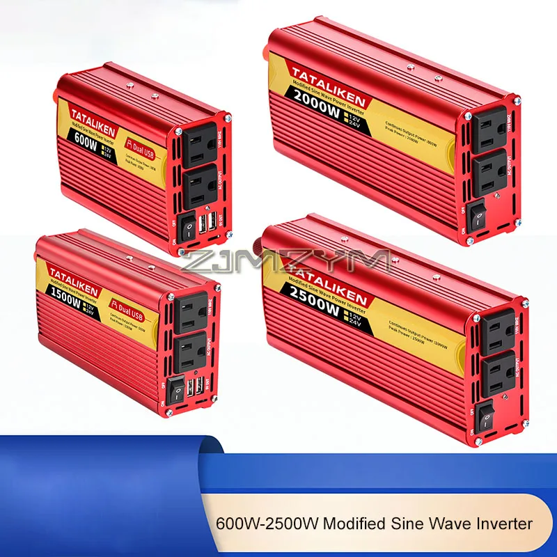 Car Inverter 12V, 24V 600W 1500W 2000W 2500W, Portable Vehicle-mounted Household Converter With US Plug  Auto Accessories