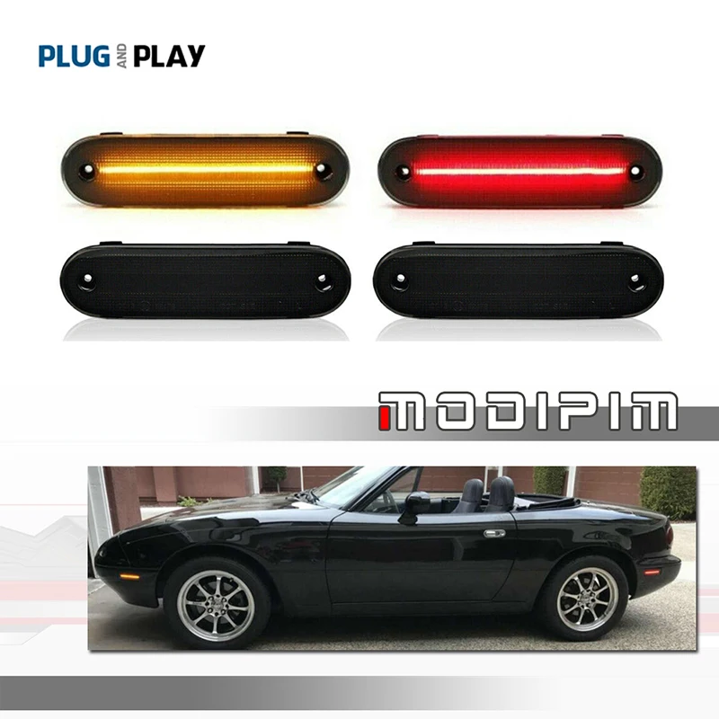 Amber / Red / White LED Car Front / Rear Fender Side Marker Turn Signal Lights For 1990-1997 Mazda Miata & 1999-2005 Mazda MX-5