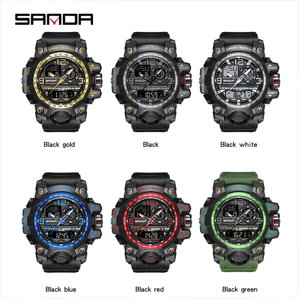 SANDA 3133 G Style męskie zegarki 50M wodoodporny wstrouz sportowy wojskowy zegarek kwarcowy dla masculzn digitale zegarek na reki #6