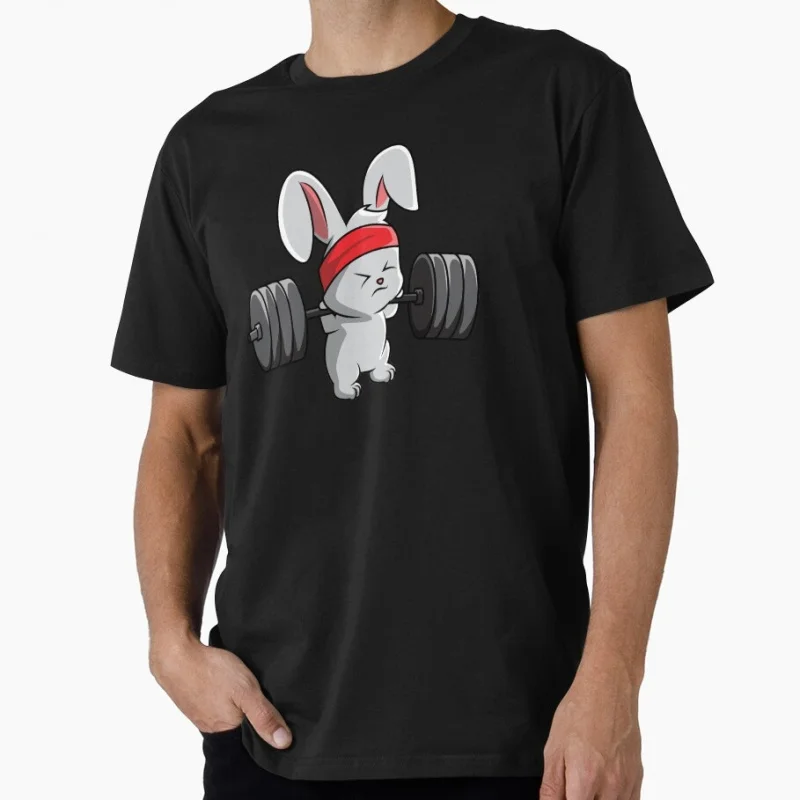 

Bunny Fitness Gym Workout Funny Gift t shirt for Fitness 100% cotton print tee Short Sleeve Graphic Clothes All size tops S-6XL