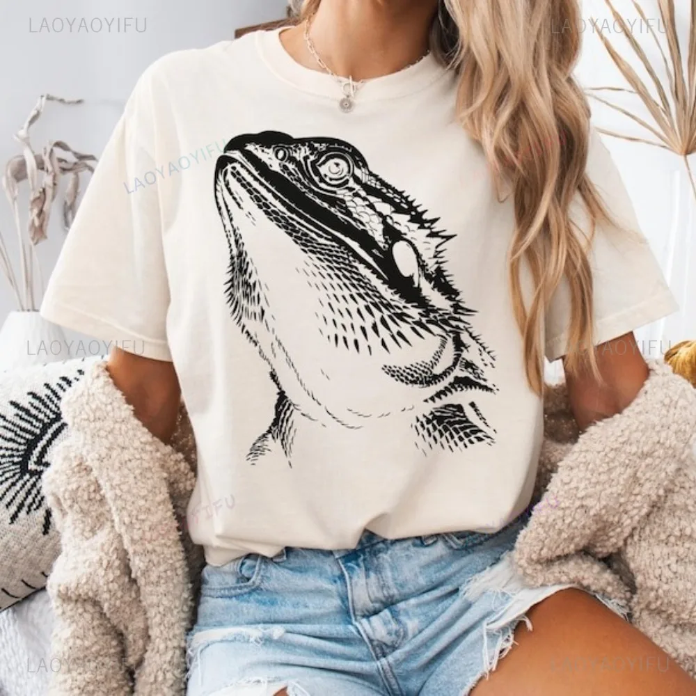 Camiseta con estampado gráfico de sombra de dragón barbudo para amantes de los lagartos, camiseta exótica de regalo para mascotas, camiseta informal de moda Harajuku para hombre