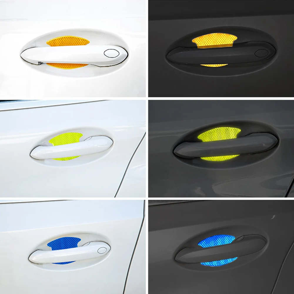 4 قطعة باب السيارة المعصم مقاومة للخدش حماية قطاع الباب السلطانية تحذير عاكسة المضادة للتصادم ملصقات اكسسوارات السيارات