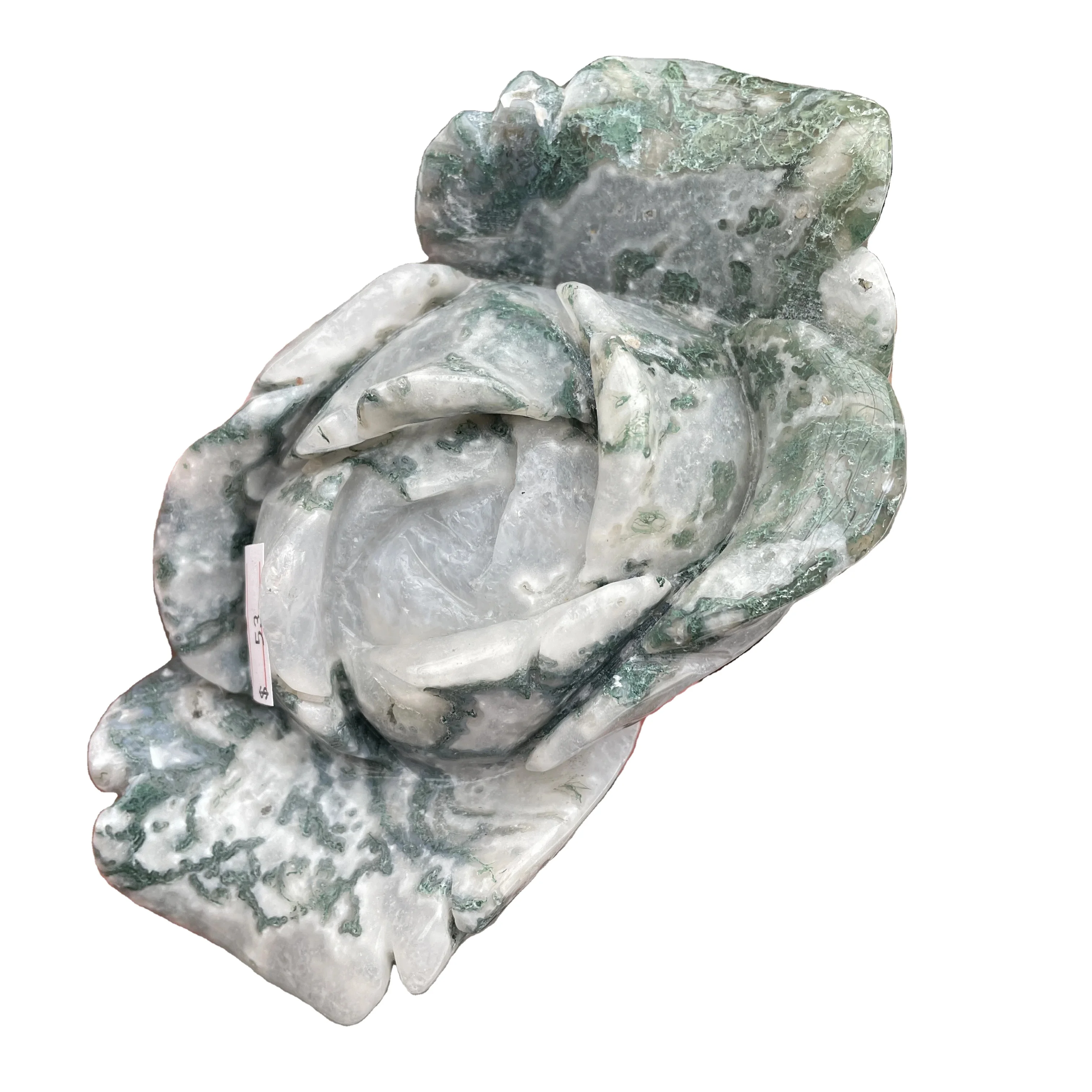 natural rose quartz moss agate carving flower crystal carving roses crafts hand carving crystal sculpture