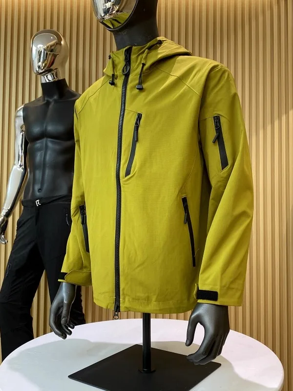 High-End Fluorbestendige Stof Outdoor Sport Heren Jaet Met Hoed 3D Maatwerk Stand Versie Lange Sve Jeugd Sle