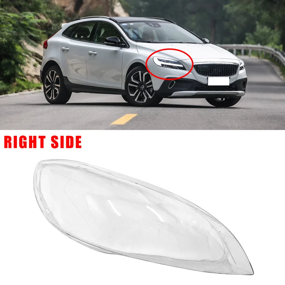 

A13Z-For -Volvo V40 2013-2019 Правый автомобильный прозрачный абажур, крышка фары, крышка объектива