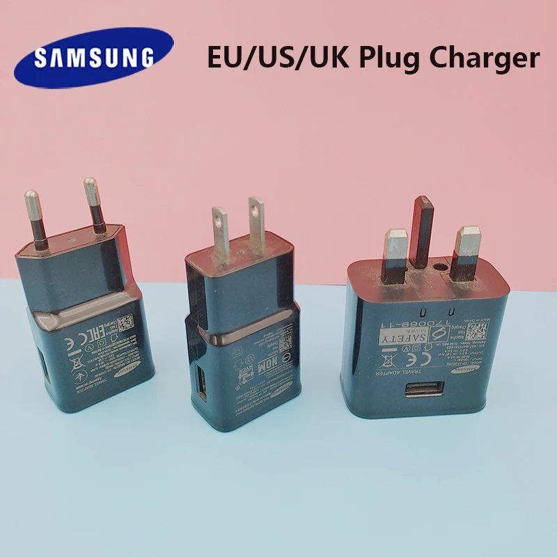 

Samsung 15W EU/US/UK Fast Charger For Galaxy Note 9 8 7 S8 S9 S10 A17 A05 A15 A14 A33 A32 F15 F16 9V1.67A USB Wall Power Adapter