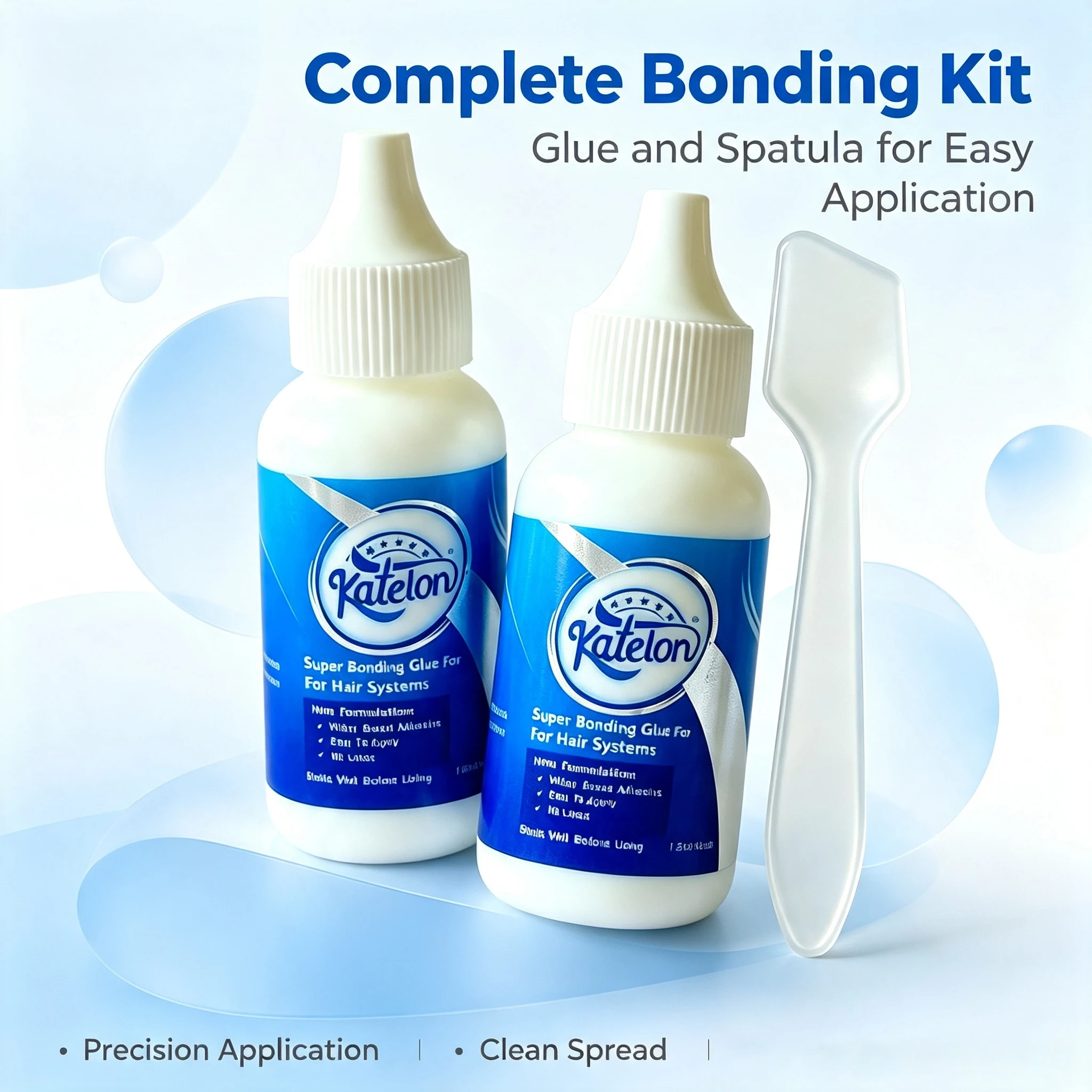 Katelon Super Bonding Glue with Applicator Spatula 38ml 1.3fl oz Water‑Based No Latex for Lace Wig Toupee Hair Systems