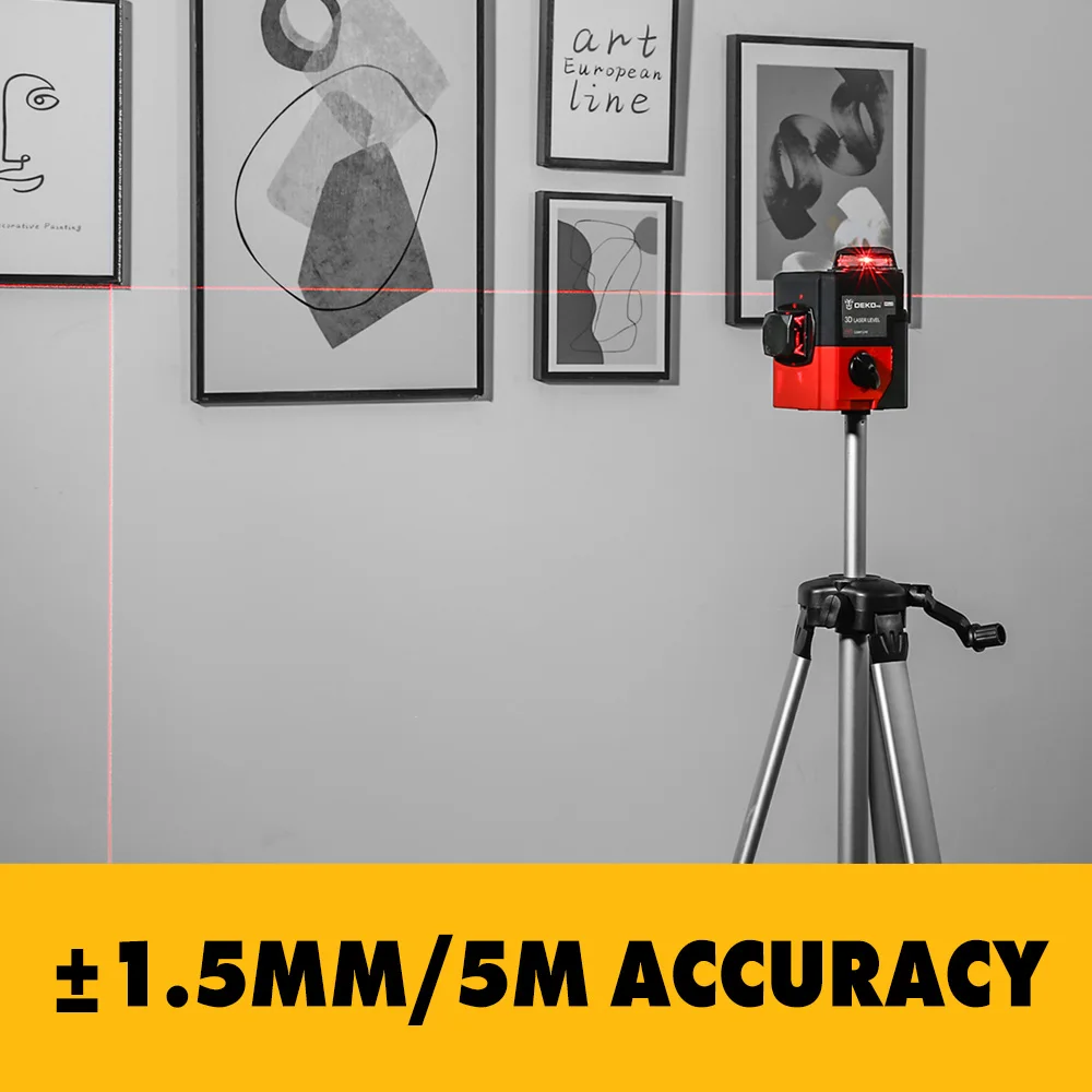 DEKO High Quality 12Lines 3D Laser Level Self-Leveling 360 degre Horizontal & Vertical Cross Powerful Outdoor can use Detector