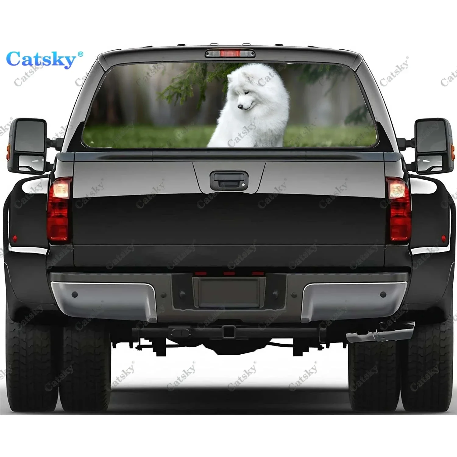 

Samoyed Animal Dog Rear Window Decals for Truck,Pickup Window Decal,Rear Window Tint Graphic Perforated Vinyl Truck Sticker