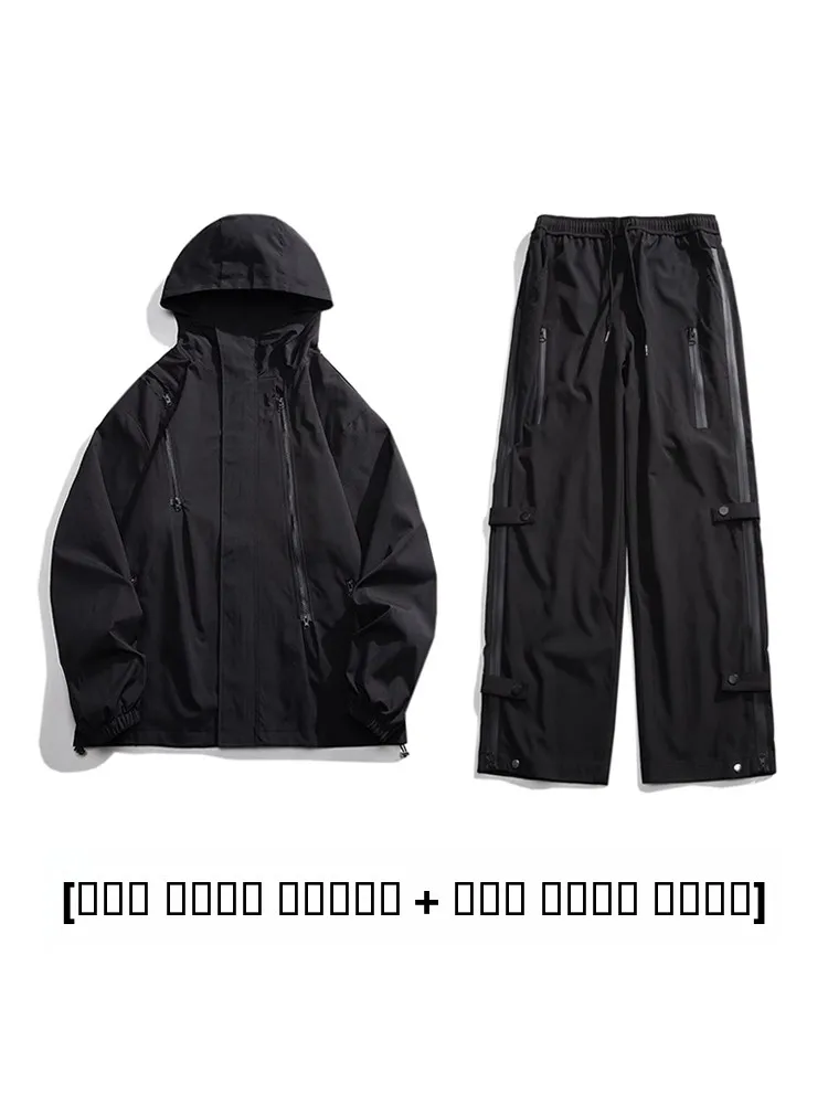 Traje de Dos Piezas Impermeable para Senderismo y Montañismo, para Hombre y Mujer, Primavera-Otoño, Marca de Moda, Fibra de Poliéster, Manga Larga