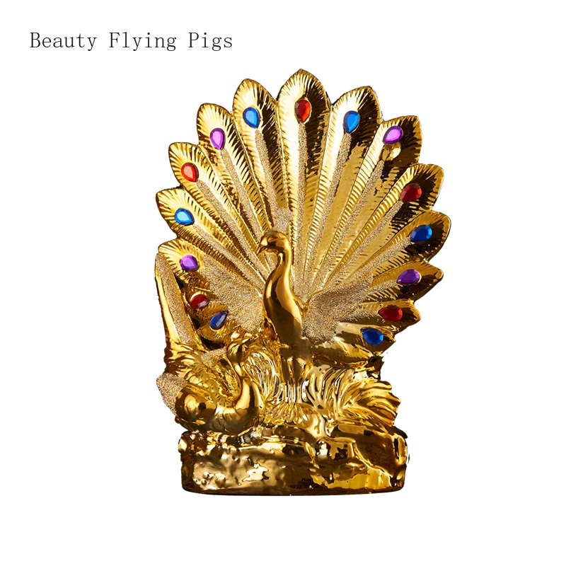 18x25cm Creative Ceramic Electroplated Peacock Decoration Home, Living Room, Desktop Small Crafts Artificial  Animal