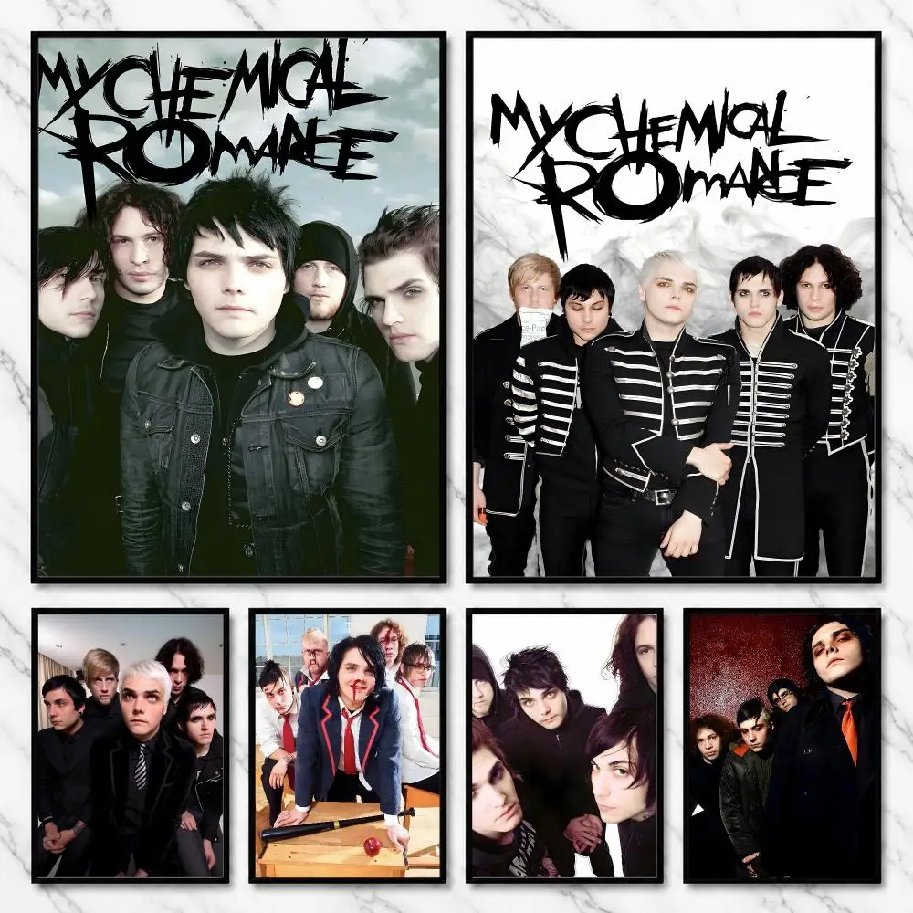My Chemical Romance Emo Rock Band Alternative Music Style Poster Modern Self Adhesive Wall Art Prints for Bedroom Living Room