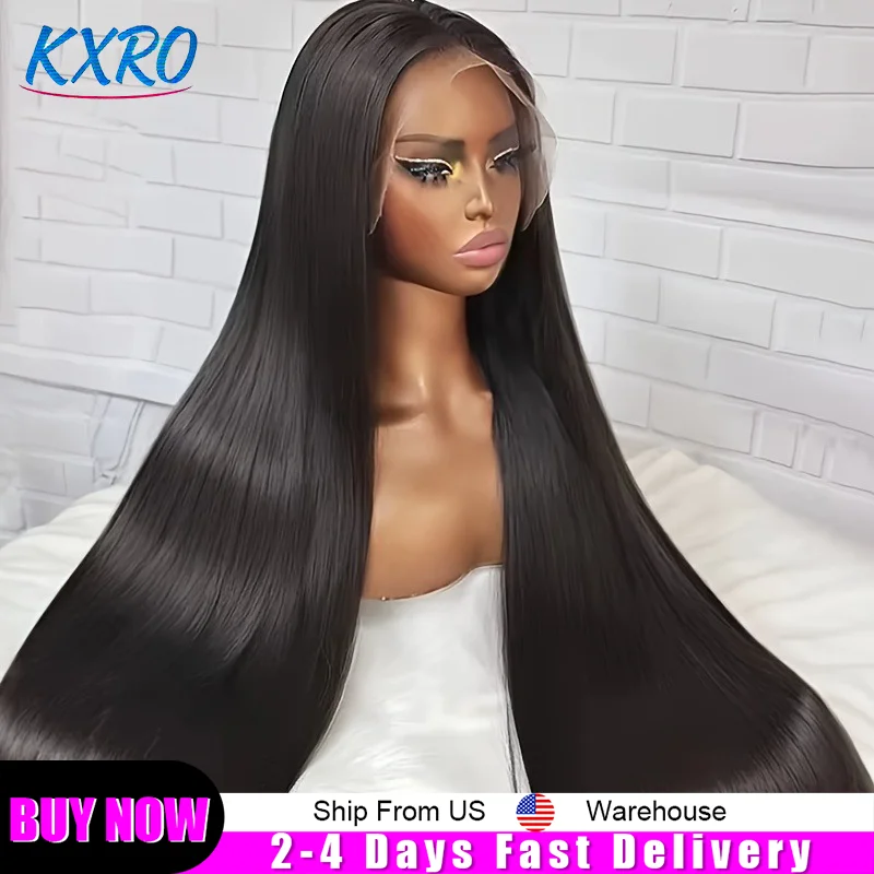 Straight 13x6 Hd Transparent Lace Front Human Hair Wigs 220 Density Pre Plucked Brazilian Hair Glueless Wigs For Black Women