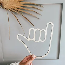 Scandinavian-Inspired Wooden Gesture Wall ArtPersonalized Gesture - Creative Home & Game Room Decor, Reusable, Perfect For Photo