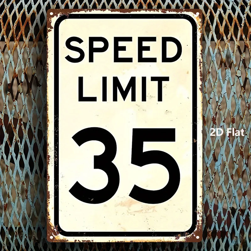 Vintage 35 MPH Speed Limit Metal Sign 8x12 Retro Wall Decor