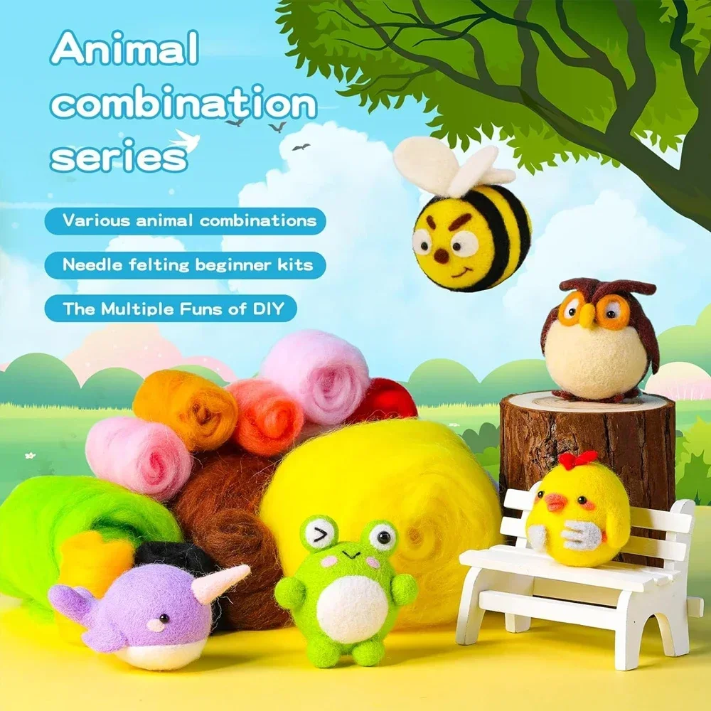 

LMDZ 5Pcs Doll Making Wool Needle Felting Starter Kit with Instruction Felting Foam Mat andother Supplies for Home Decoration