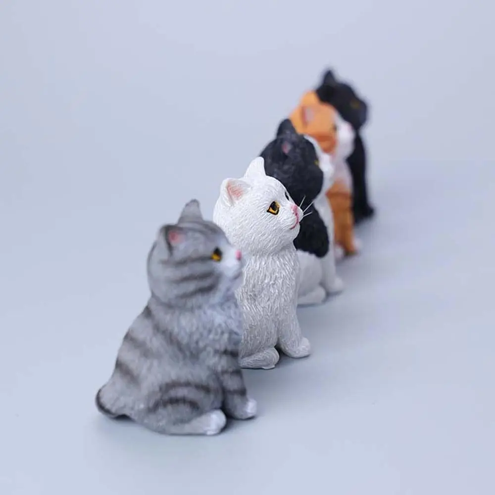 Children Gift Sitting Cat Ornament Simulation Cartoon Cat Pet Model Resin Cute Mini Cat Decoration Car Interior Decoration