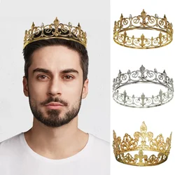 Vintage Men's Royal King Crown Queen Tiara Crown Bridal Prom Accessories Metal Prince Crowns Tiaras Full Round Party Accessories
