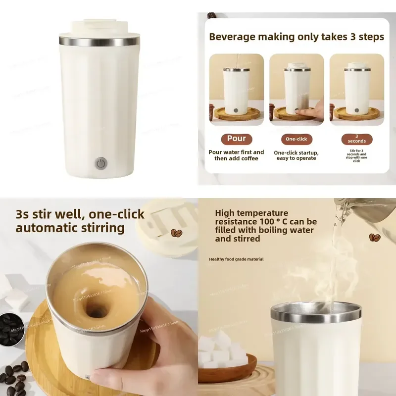 Automatic mixing cup, charging, wireless lazy water cup, portable, electric magnetic rotation, coffee cup.