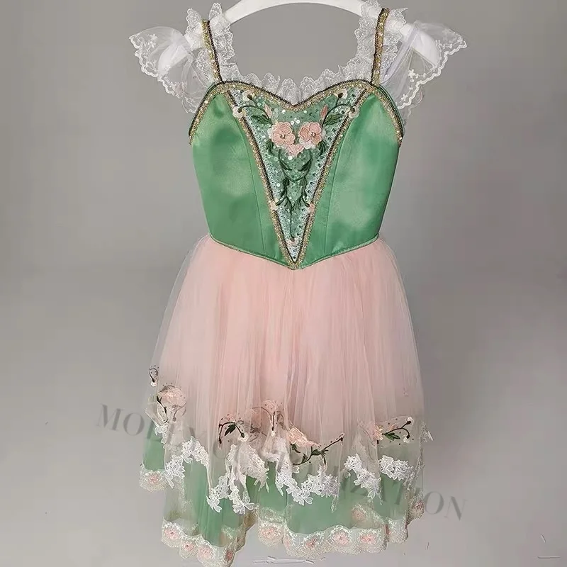 

Newly launched green-pink gradient Coppélia Clara Cupid Magic Ballet competition performance skirt private customization