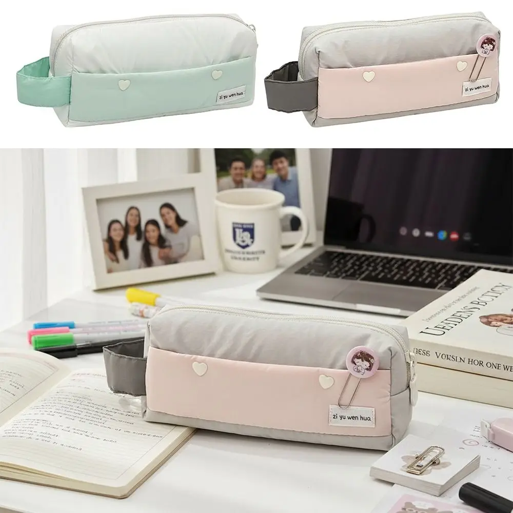 New Pastel Color Pencil Case Handheld Large Capacity Stationery Pouch Minimalist Pen Bag Back To School