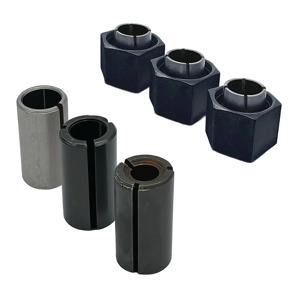 Replacement Chuck Set Featuring Reducer Sleeves for Multiple Applications on Compatible Router Models Like DW618