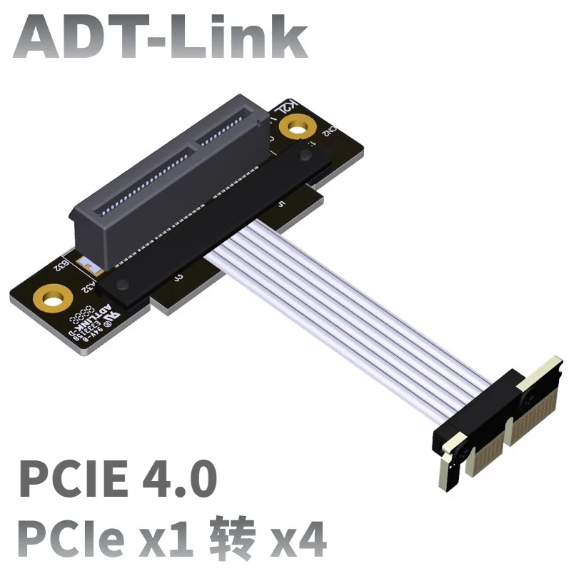 

2024 Новый шиномонтажный кабель PCI Express 4,0x4 до x1, графическая карта PCIE 4x до 1x, Удлинительный кабель, двойной 90-градусный переходник, удлинитель