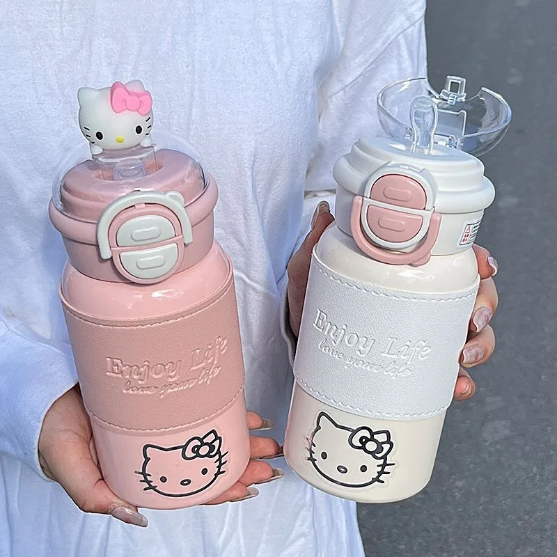 MINISO Sanrio New Insulated Cup 316 Stainless Steel Water Cup Cute Double Drinking Straw Cup For Female Students