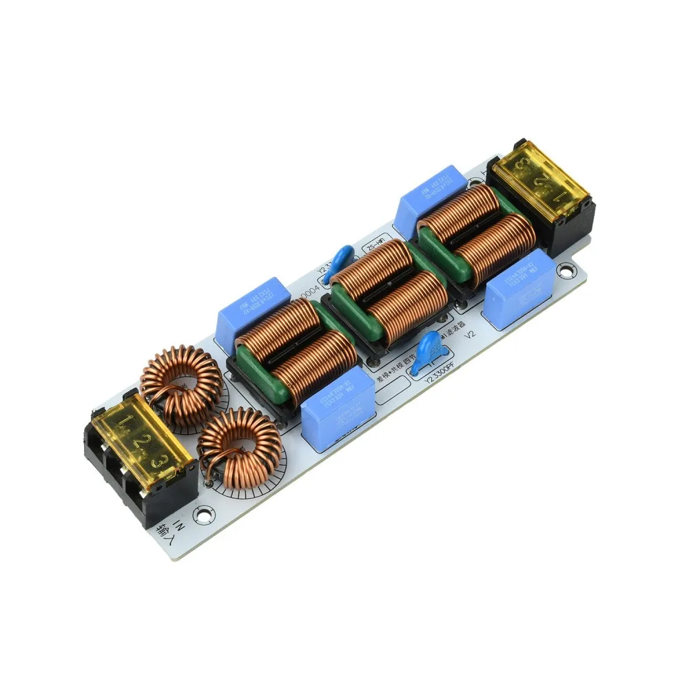 

4-Stage Single Phase AC EMI EMC Filter 110-250V 10A Electromagnetic Interference Suppressor Audio Amplifier Power Module