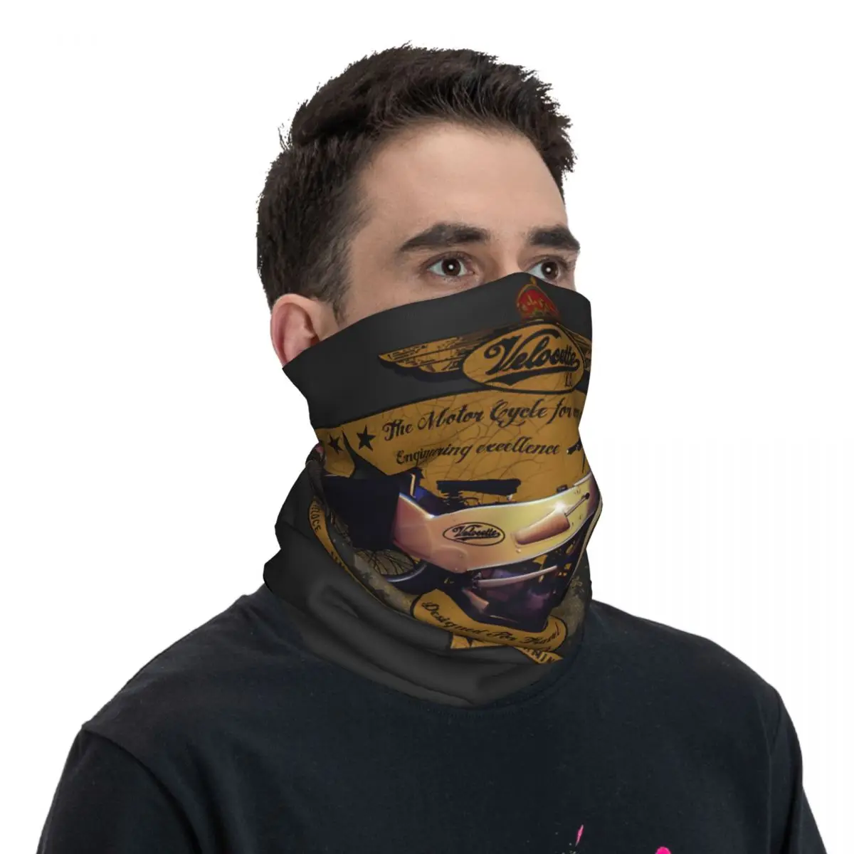 Impression Bandana Ochraniacz na szyję z nadrukiem Motor Motocross Velocette Szalik na twarz Kominiarka Piesze wycieczki Unisex Dorośli Zima