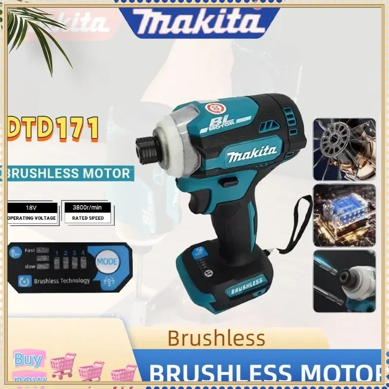 

Электроинструмент Makita DTD171, ударный шуруповерт, беспроводной, бесщеточный, электрический, перезаряжаемый, для аккумуляторов Makita