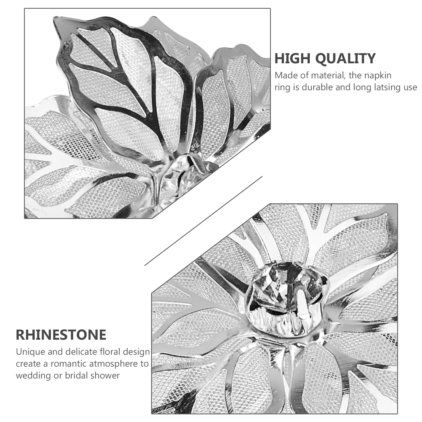 

8Pcs Napkin Rings Floral Design High Quality Material Wedding Table Accessories